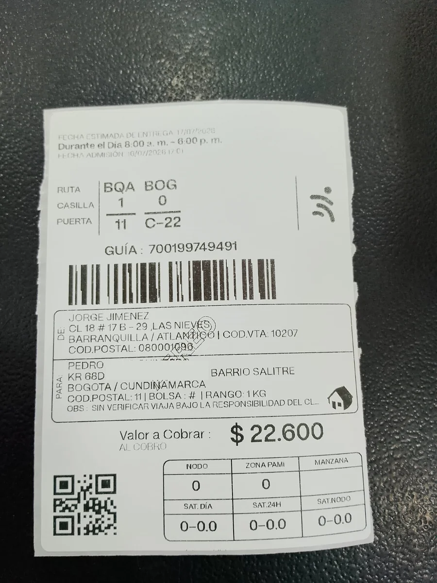 guia interrapidisimo por cobrar